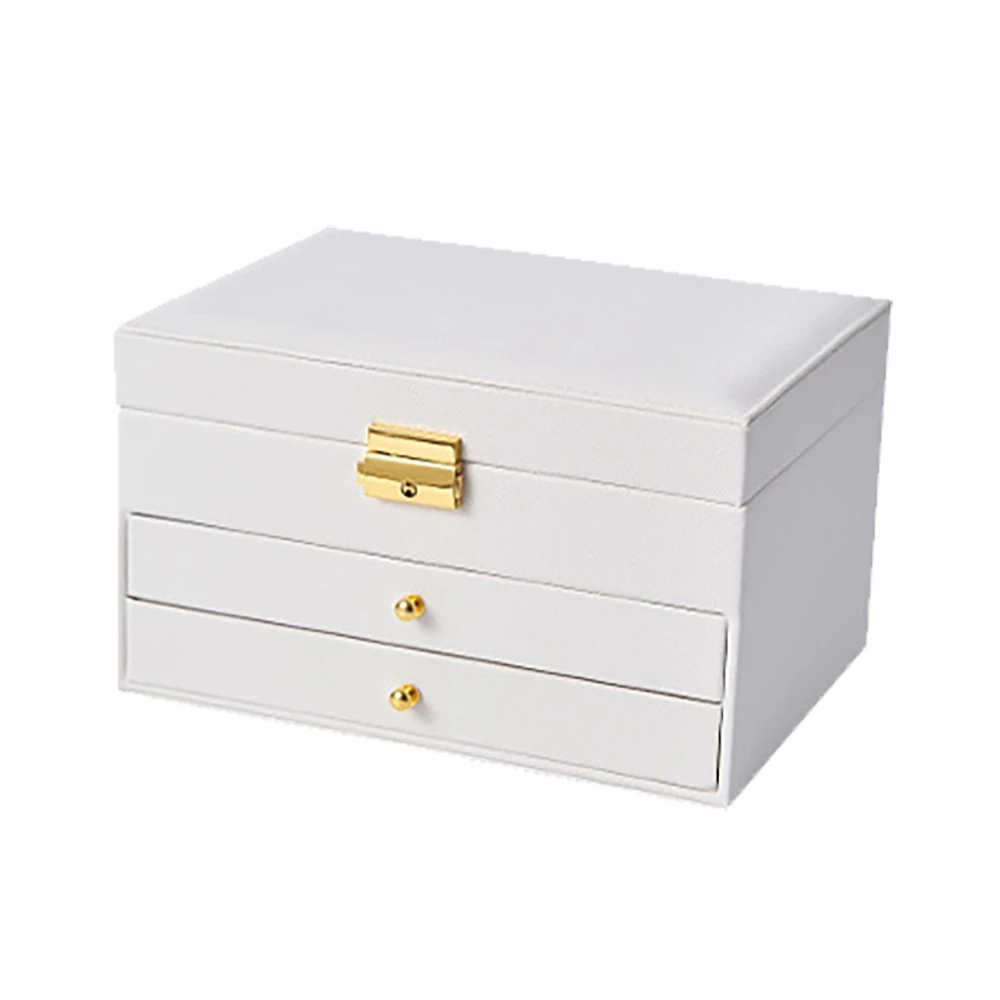 Jewelry Storage Box Pu Leather Multifunctional Large-Capacity European Princess Storage Box Birthday Wedding Gift Box(A)