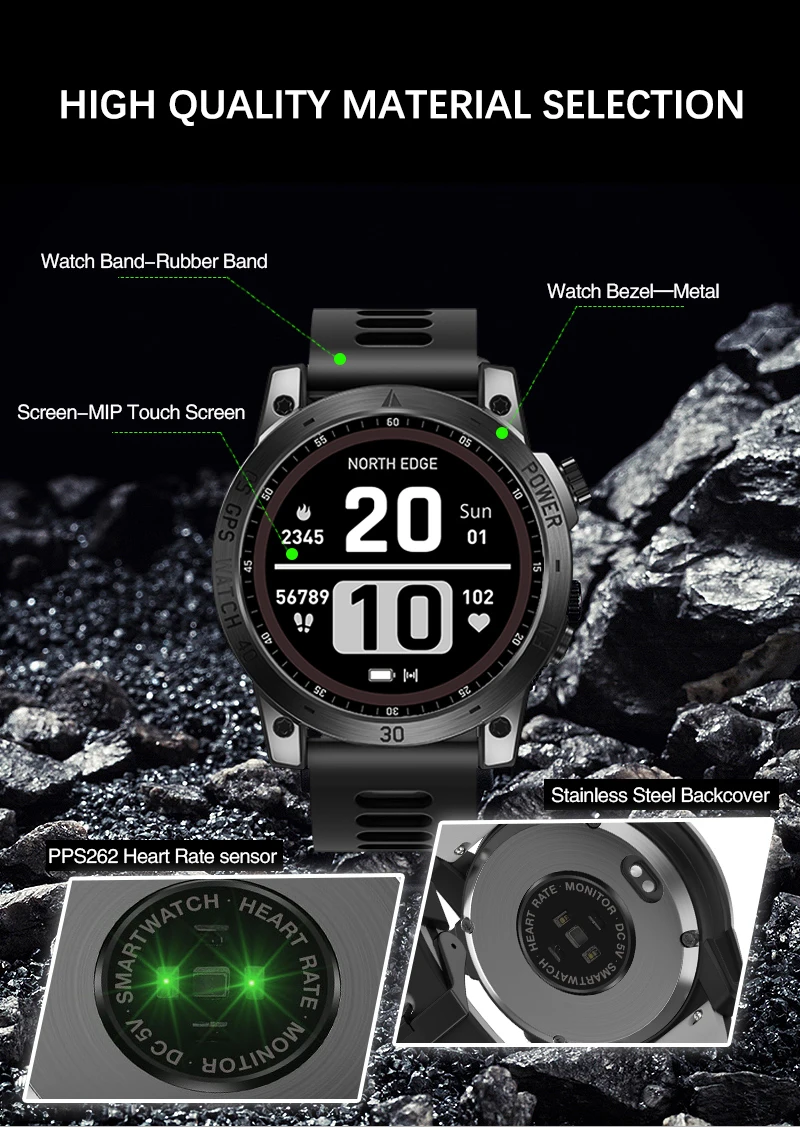 2024 NORTH EDGE Cross Fit 3 GPS Watch Men Sport Smart Watch AMOLED 50M ATM Altimeter Barometer Compass Smartwatch for Stratos 3