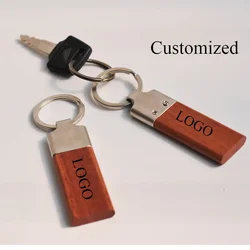 Wood Engraved Key Motorcycle Car Logo Bags Keyring Gift Customized Wooden Metal Keychain  Rosewood Walnut for Personalized