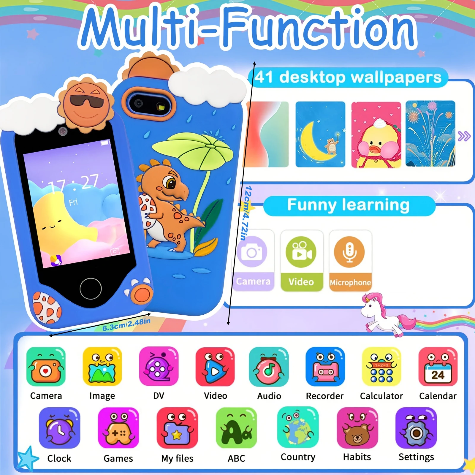 Mini-Smartphone-Spielzeug für Kinder, Smartphone, Kinderspielzeug, Spiele, Dual-Kamera, Musik, Video-Player, 10 Geschichten, Jungen und Mädchen, Geburtstagsgeschenke