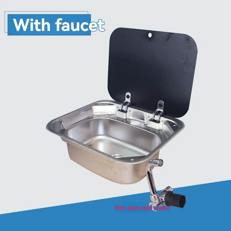 

Модернизированная квадратная раковина для яхты на колесах с крышкой, раковина для воды из нержавеющей стали 304, складной одиночный кран для холодной и горячей воды, вращающийся