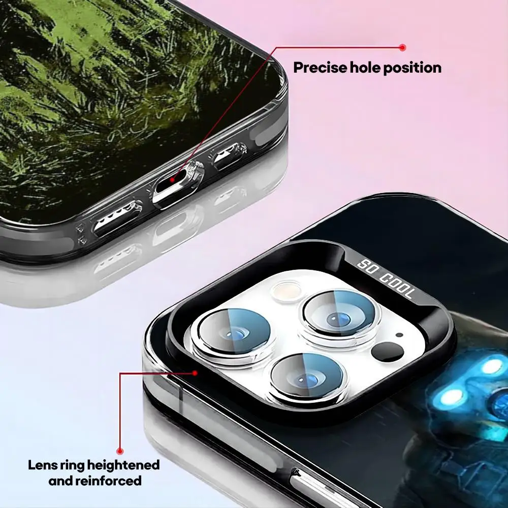 حافظة هاتف ساخنة Game Stalker 2 باللون الأسود IMD ملونة وفضية مناسبة لهاتف iPhone 16 15 14 13 12 11 XS Pro Max