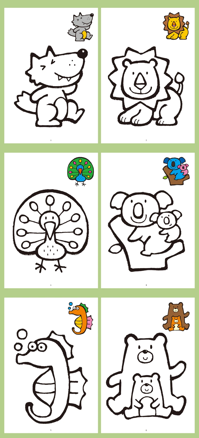 32 Seiten lustiger Zeichnungen, Malbuch für Kinder, 32 Muster, Tierfrucht, Transport, Meerestier-Thema, Aufklärungsbuch – Detail 1