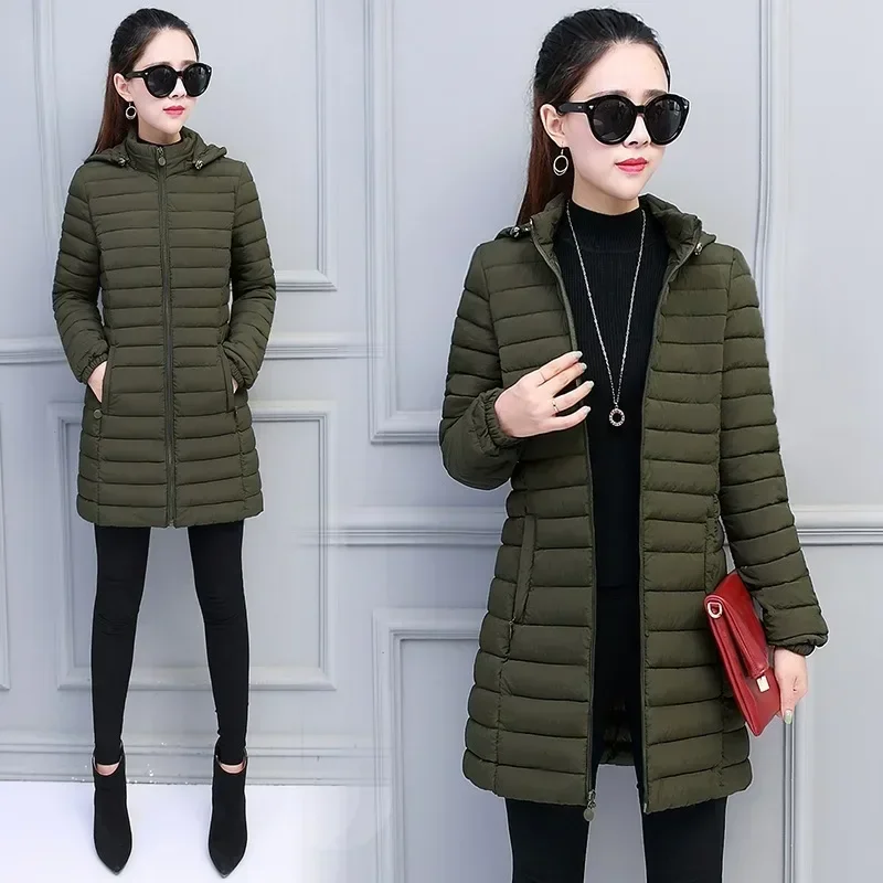 Ladies Jackets Women Coats Winter Solid Parkas Woman Clothing Hooded Zipper Warm Overcoats Female Autumn Ultra Light Outwear