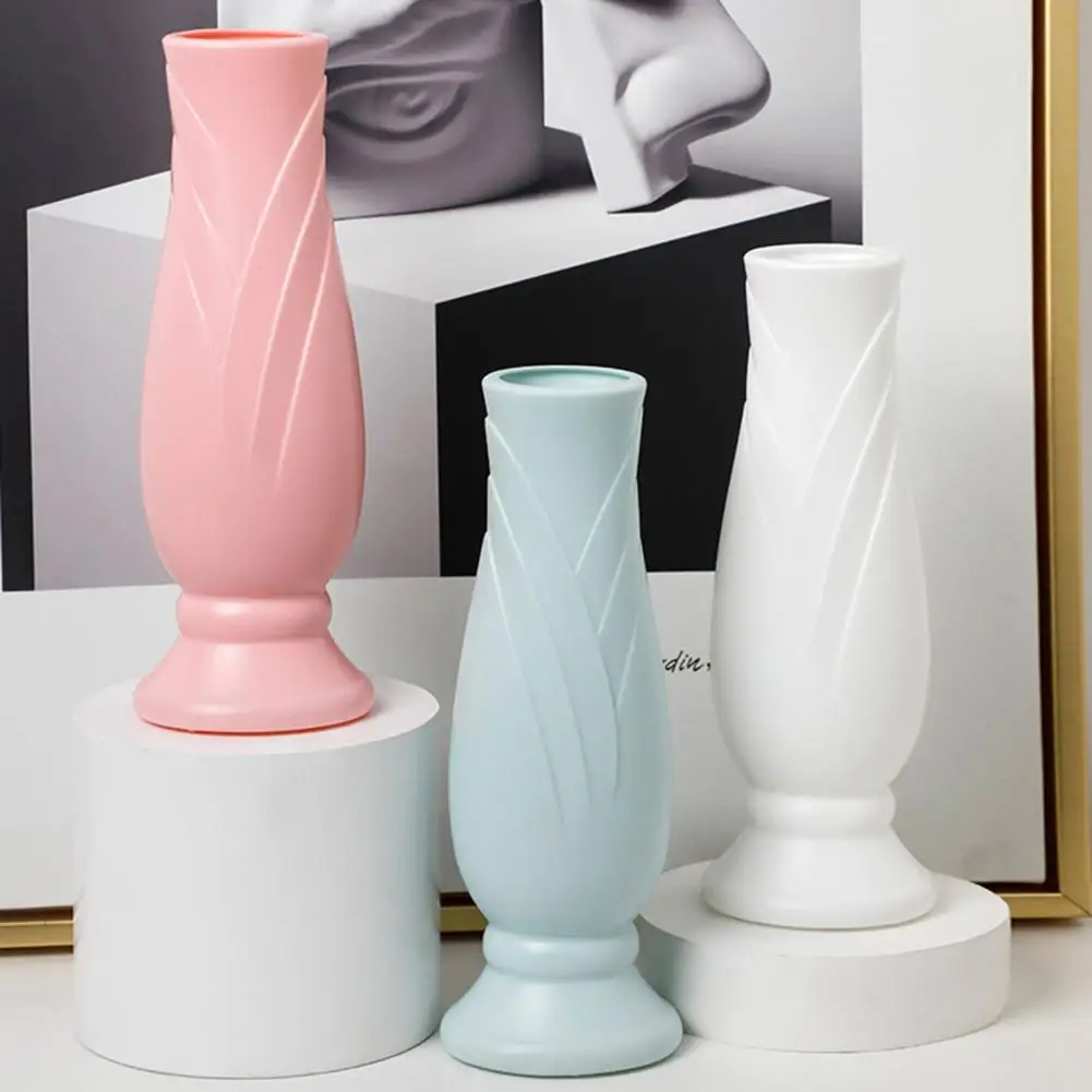 21cm Flower Vase Simple Style Petal Shape Shatterproof High Strength Decorative Flower Arrangement Vase Decor Office Supplies