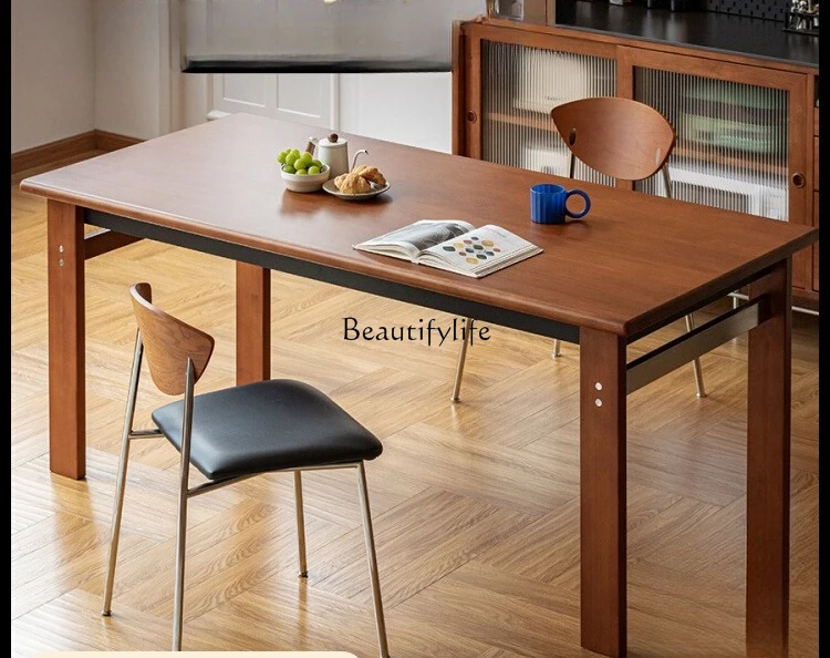 

Vintage Home Solid Wood Dining Table Mid-Century Style Large Board Workbench Long Table