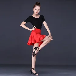 Short Skirt Female Adult Dance Clothing Square Dance Shor tLatin Dance Skirt New Practice Skirt Half Skirt Waist Scarless