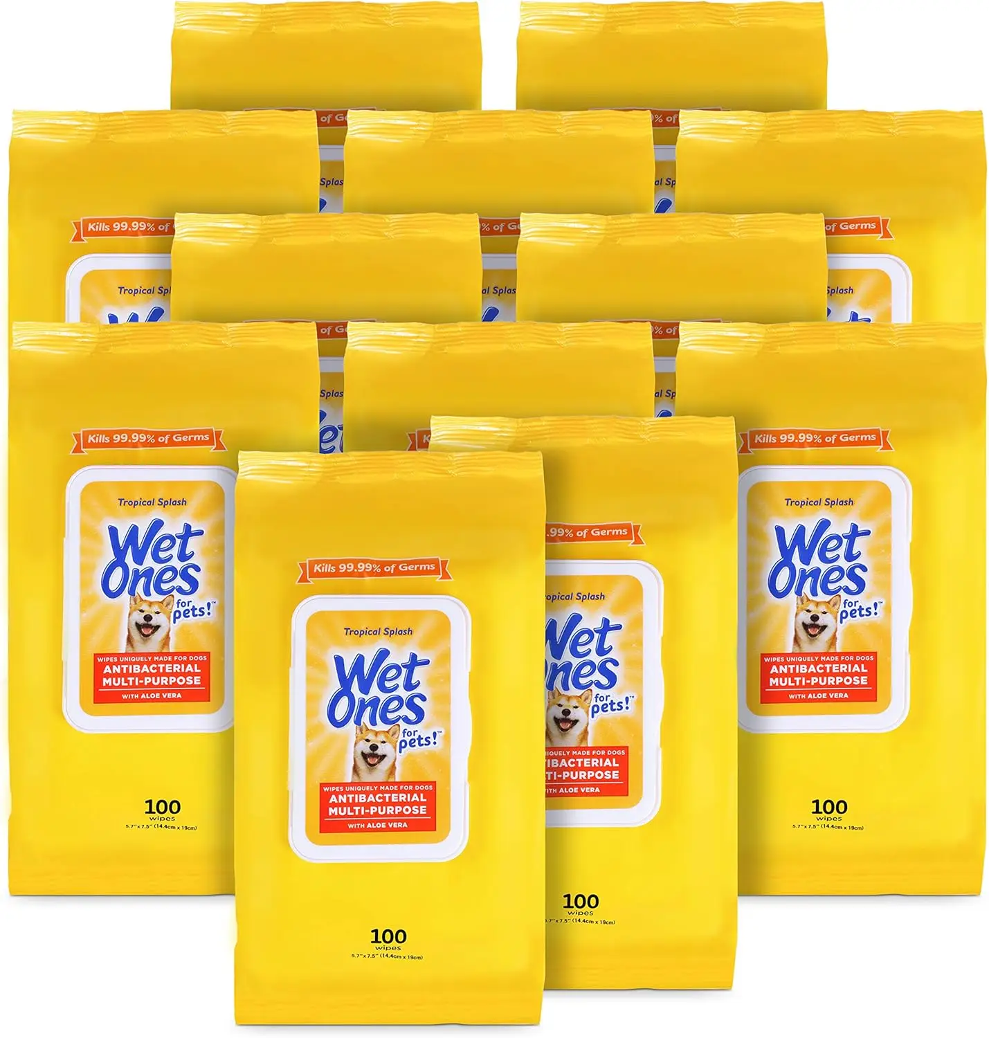

Multipurpose Dog Wipes with Aloe Vera, Tropical Scent - Wet Lock Seal for Paws & All Over Use, 100 Count Pack