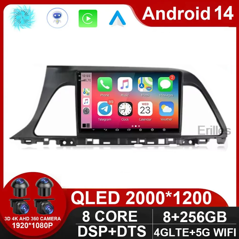 Android 14 Auto Radio For Hyundai Sonata 7 LF 9 2014-2017 Stereo Car Multimedia Player Carplay GPS Navigation System DVD NO DVD