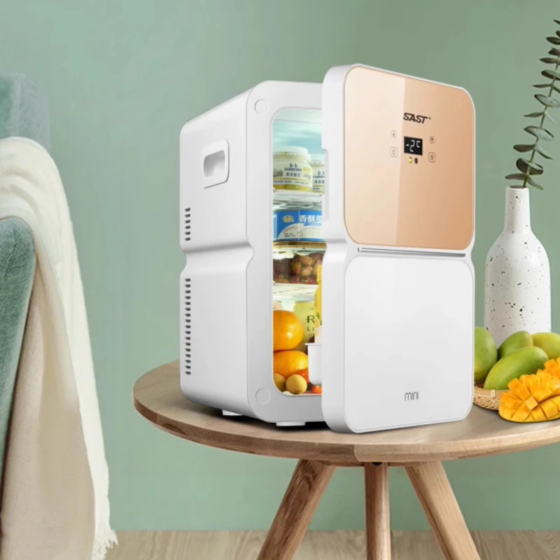 ‌ Dual-Core ตู้เย็นขนาดเล็กสําหรับรถยนต์/หอพักแผงกระจกนิรภัย Cool Warm โหมด Travel แบบพกพา Cooling Box Single-ใช้ตู้เย็น ‌