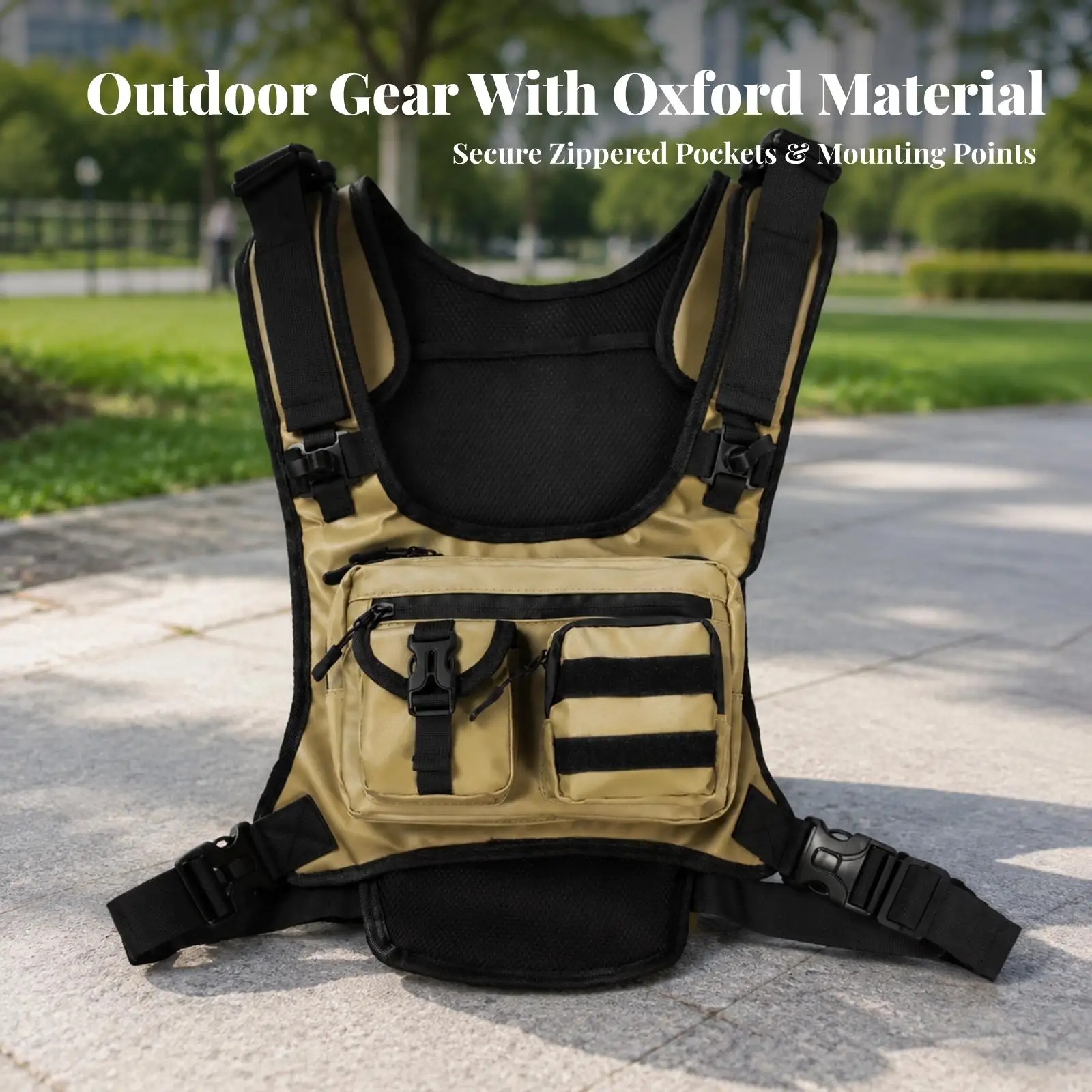 Storage Vest Chest Rig for Outdoor Adventures Bag with 8 Inch Tablet Pocket and Adjustable Fit