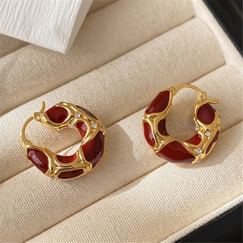 Europe and the United States trend new metal drop glaze luxury zircon earrings for women fashion Merade style high jewelry