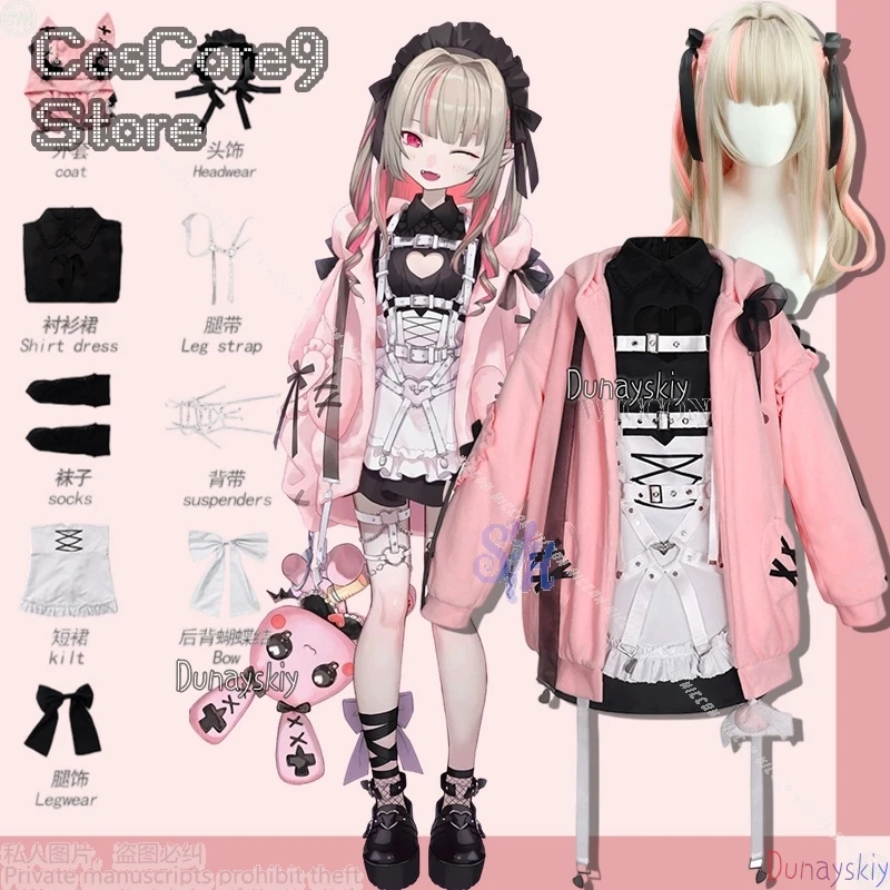 

Makaino Ririmu りりむ Cosplay Vtuber Youtuber Anime Nijisanji 할로윈 의상 Jirai Kei Girls Pink Rabbit Coat Lolita Dress Halloween Party