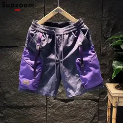 Supzoom New Arrival Summer Loose Casual High Street Trendy Contrast Color Stitching Pocket Personalized Workwear Shorts Men