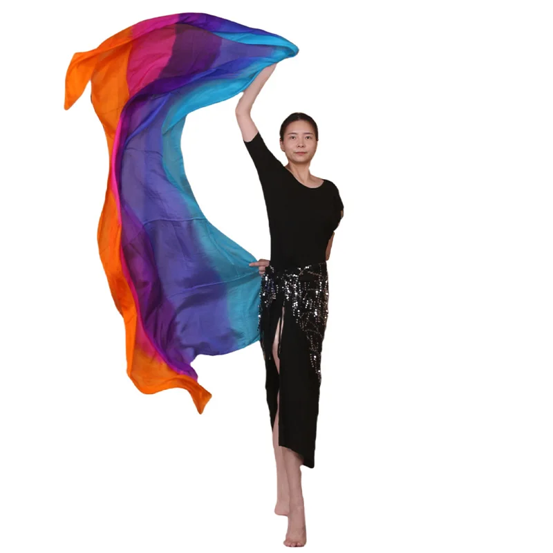 Silk Veil Belly dance Scarf Gradient Silk veil Shawls Women Hand Thrown Scarf Gradient 200cm 250cm 270cm Dance Performance