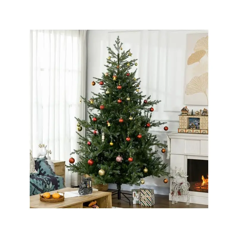 

Рождественская елка длиной 7,5 футов — идеальные праздничные украшения для дома и офиса, предварительная подсветка со светодиодной подсветкой, простая сборка, идеально подходит для