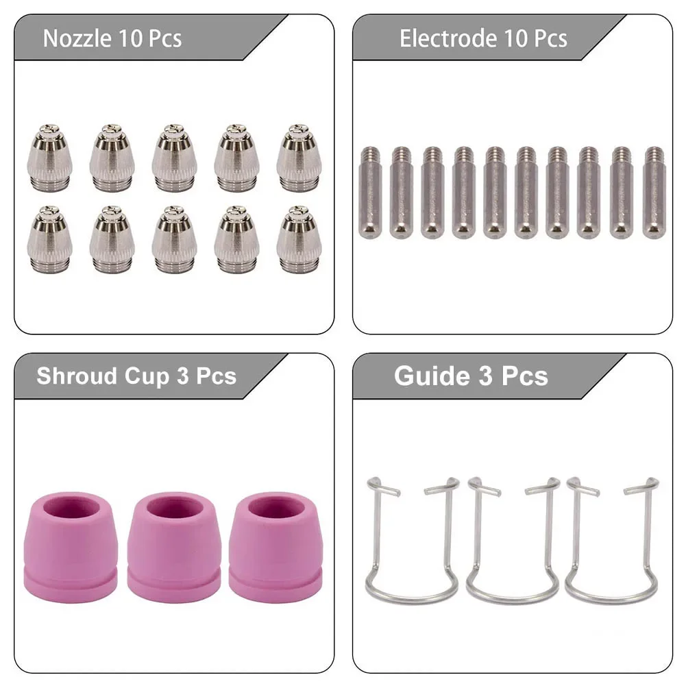For AG60 Plasma Cutter Nozzle Set Comprehensive 26PCS Kit Featuring 0 8mm Tips For Improved Cutting Performance