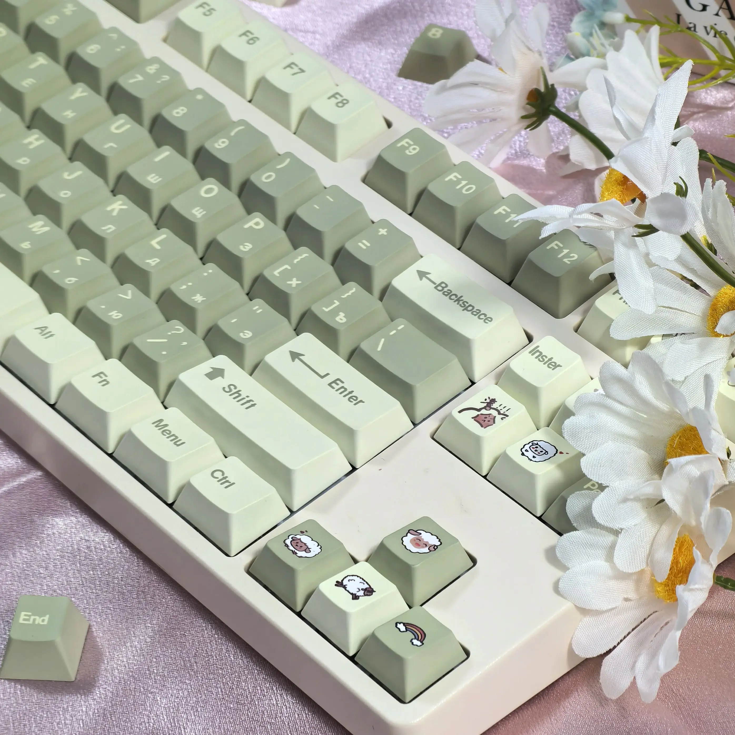 

New Zealand Korean Keycap Green Fresh Simple Keycap Pbt Cherry For Diy Mechanical Keyboard With Iso Key 133keys Russian keycaps