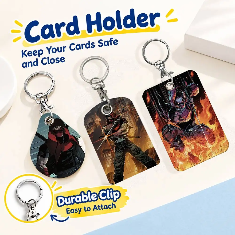 FOR Jason Todd Red Hood Keychain Card Holder Leather Keeps ID Cash Keys Cards Ready for Work School Travel Daily Errands