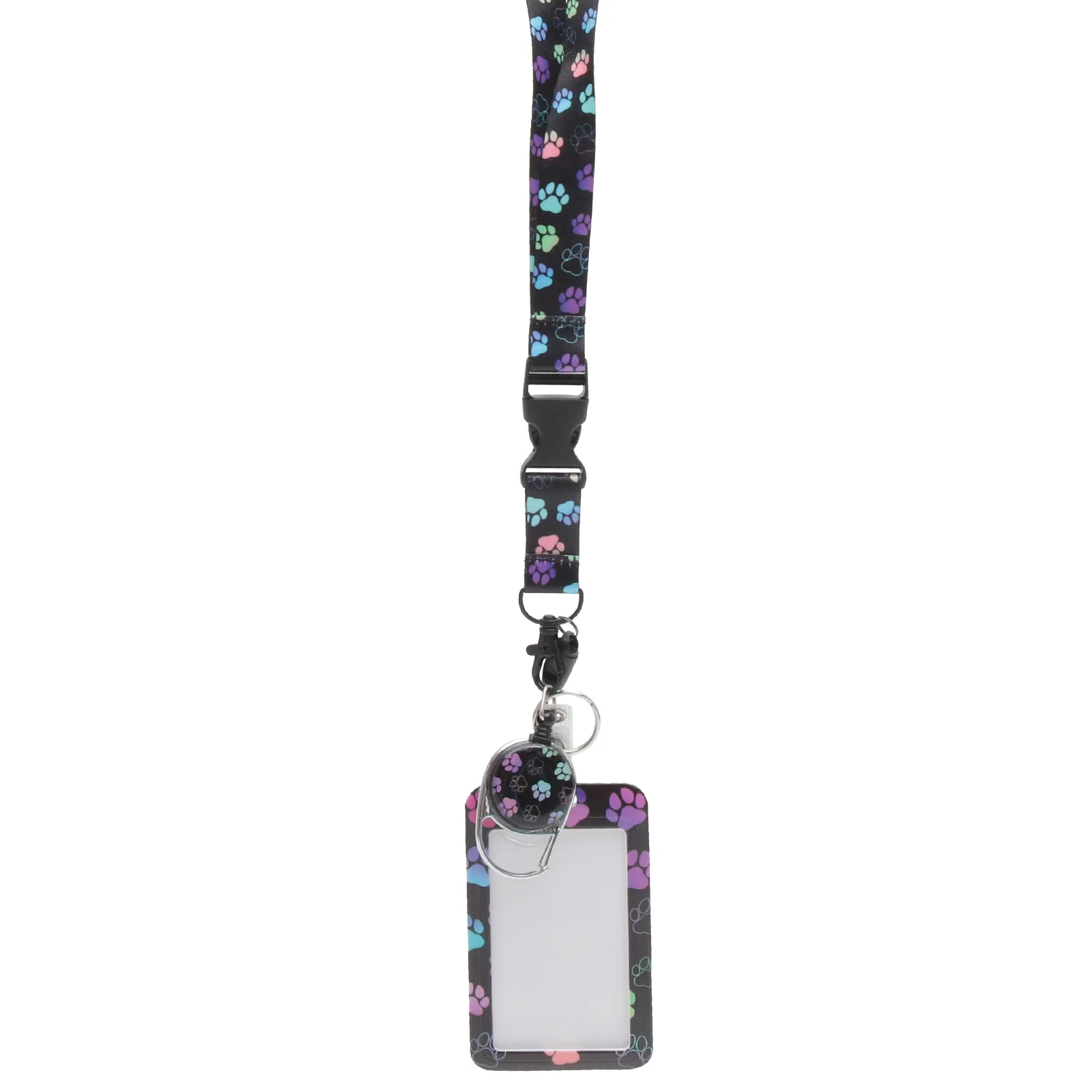 ID Card Holder with String Bead Lanyard Pass Disabled Badge Holders Vertical Protector School Cover Bus Cards Wallet Work