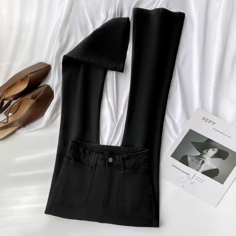 

Джинсовые брюки-колокольчики, женские пряные эластичные коричневые длинные брюки с высокой талией, осенние модные повседневные брюки TT1087