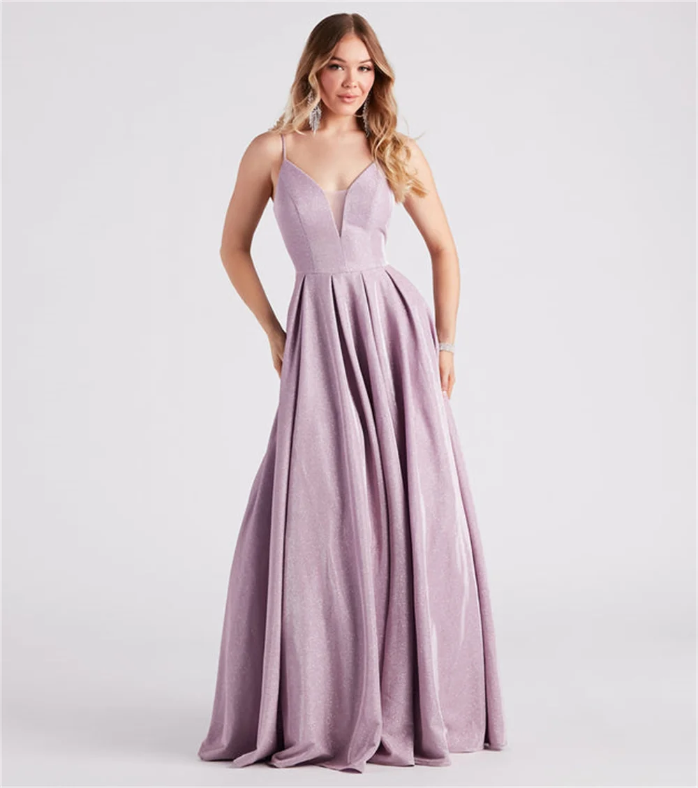 

Mauve Satin Women's Long Skirt Thin Strap Pocket Long Skirt Ball Evening Dress 2023 New Model Prom Dresses فساتين مناسبة رسمية