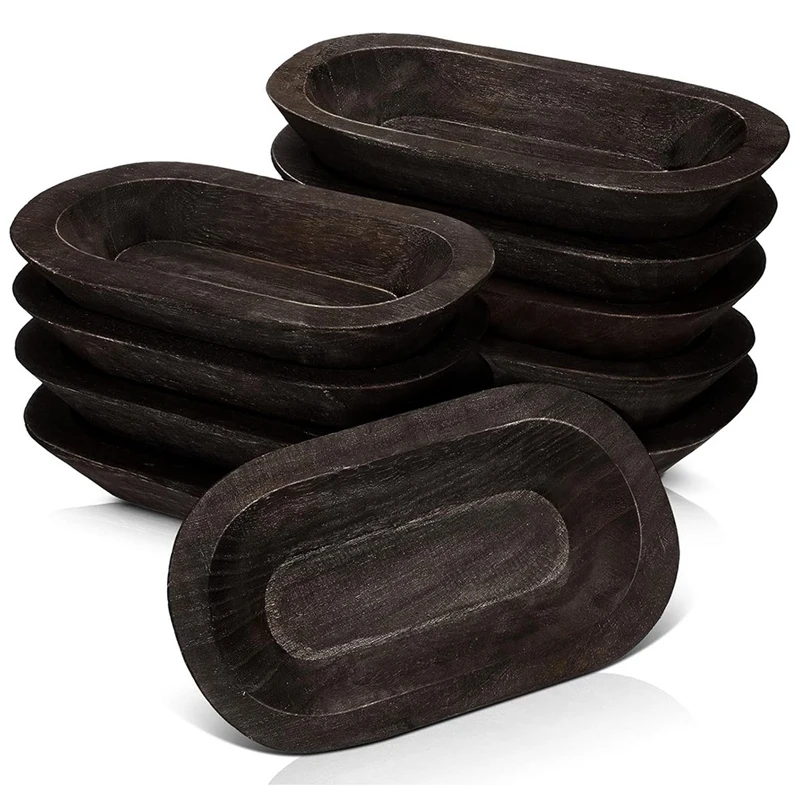 10 Pcs Wooden Dough Bowls for DIY Home Crafts and Farmhouse Decor Retail
