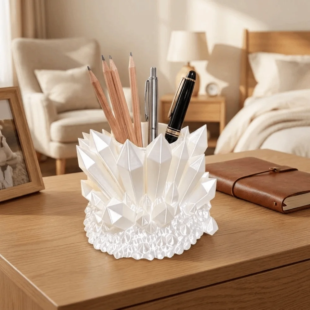 Multi-functional Plastic Crystal Shaped Pen Holder Funny Creative Desktop Organizer Storage Display Shelf Vanity