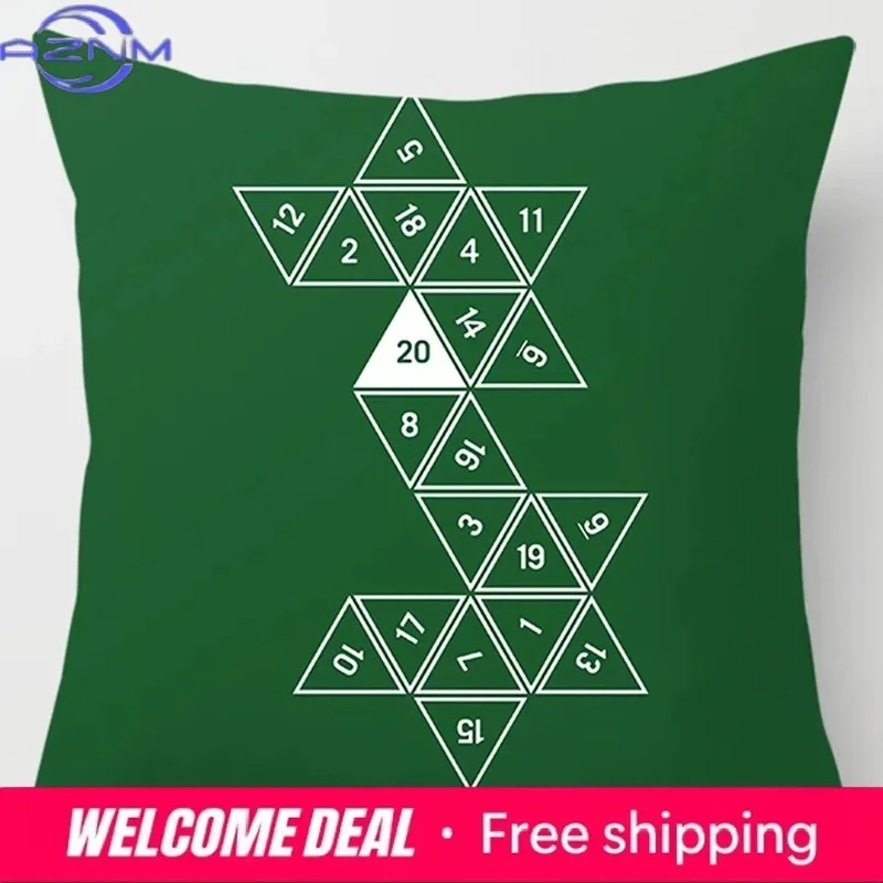 Geometric Print Pattern Square Simple Dark Green Cushion Cover Home Living Room Sofa Bedroom Decorative Pillow Cover