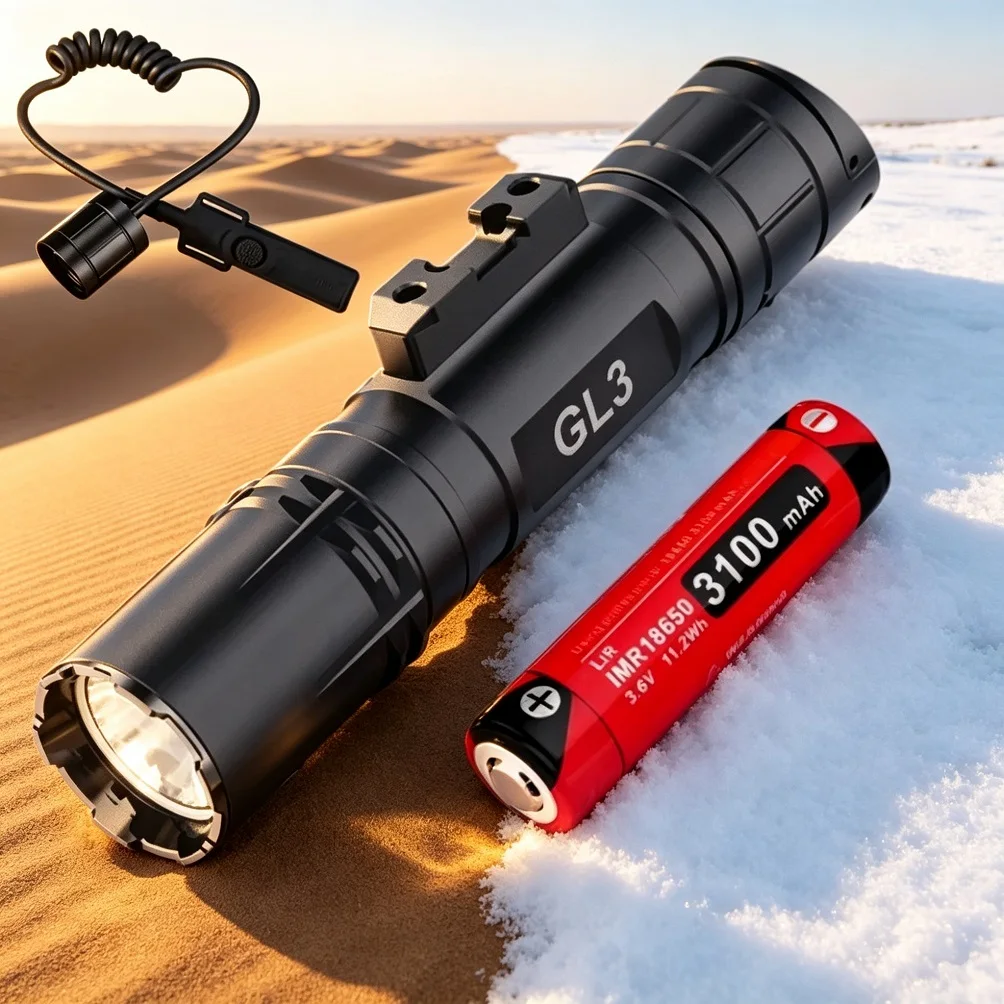 Linterna Táctica Klarus GL3 2100LM LED Recargable con Montura M-LOK e Interruptor Remoto para Caza, Patrullaje y Uso en Exteriores