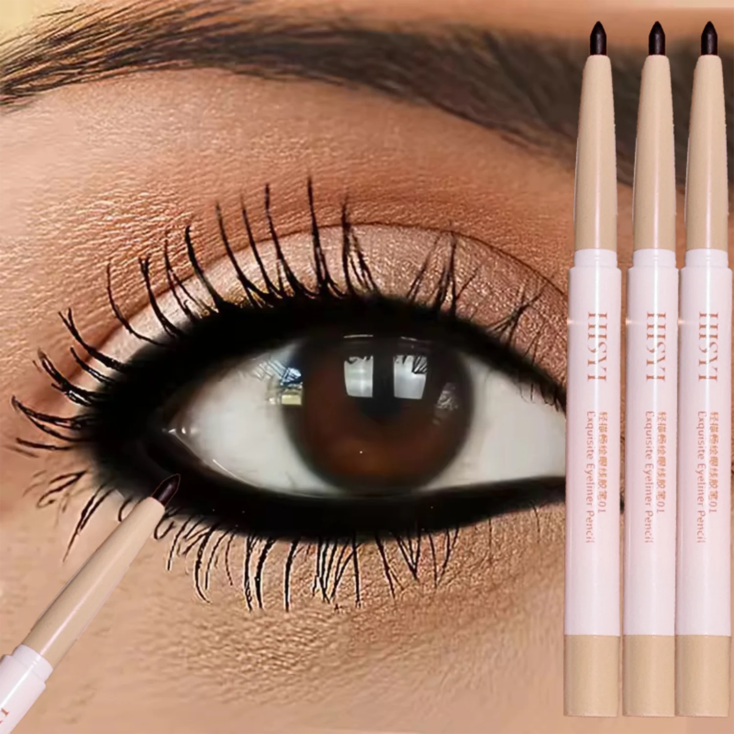 HISYI Wasserfester, langlebiger, wischfreier Eyeliner, geeignet für Anfänger und einfach zu bedienen, natürlicher Slim-Gel-Eyeliner