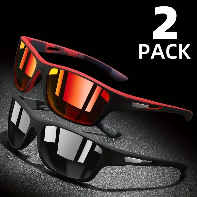 2-Pair Set Of Stylish Wrap-Around Polarized Glasses – Glare-Reducing – Ideal For Sports, Fishing, Cycling & Outdoor Adventures