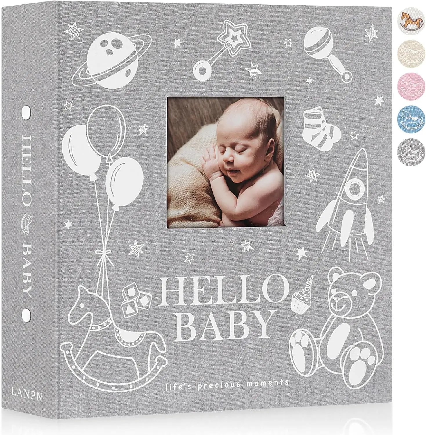 

Baby Photo Album 4x6 600 Pockets, Linen Cover Photo Book Newborn Bebe Album Memory Book with Front Window Holds 600 Hori