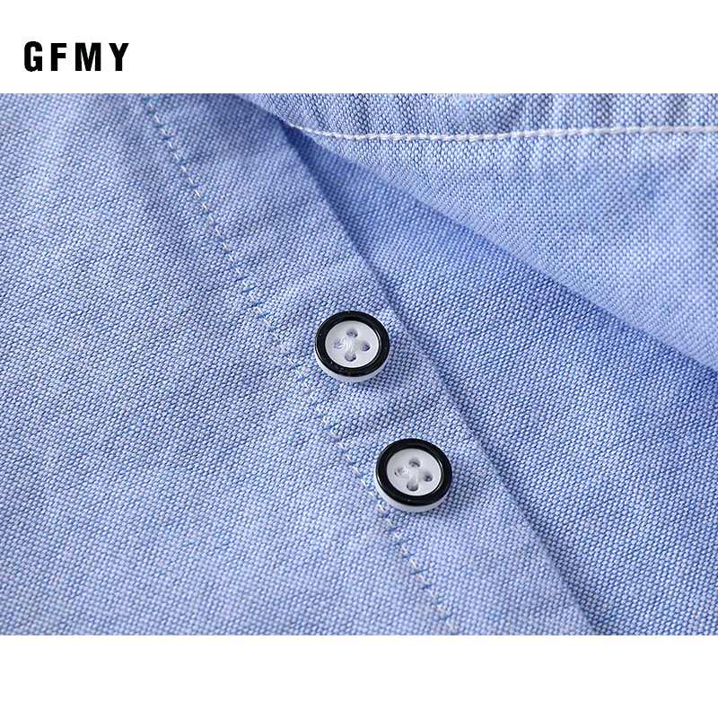 GFMY 2023 Spring 100% Oxford Textile Cotton Lapel Full Sleeve Embroidered Letters Solid Color Pink Blue Boys White Shirts