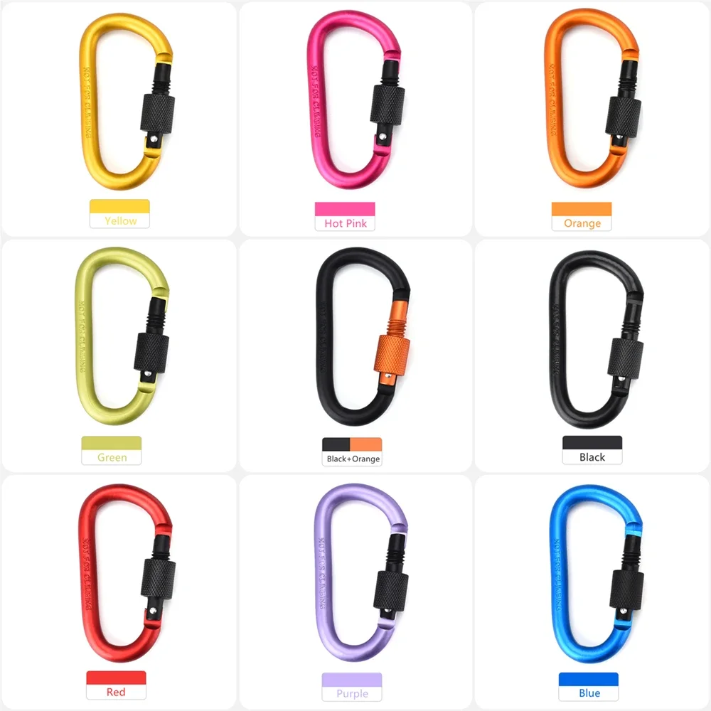 1pcs Aluminum Carabiner D-Ring Key Chain Clip Snap Hook Karabiner Camping Keyring 8 Colors