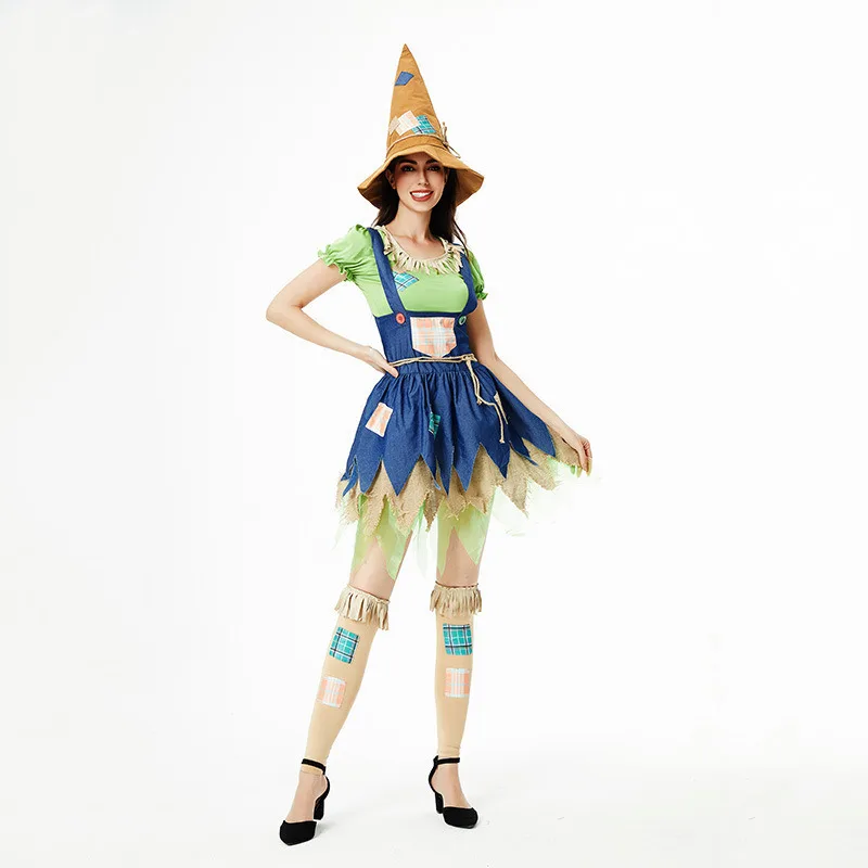 Halloween Costume Witch Dress Set Straw Figurine Costume Cosplay Funny Costume Performance Costume Party Character Clothing Set