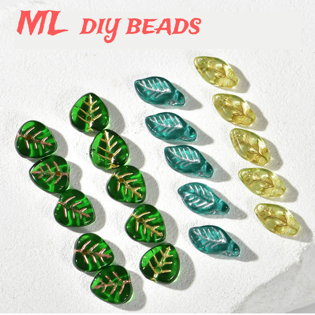 Czech bead gold leaf laurel leaf glass bead small leaf DIY handmade bead jewelry accessories loose beads