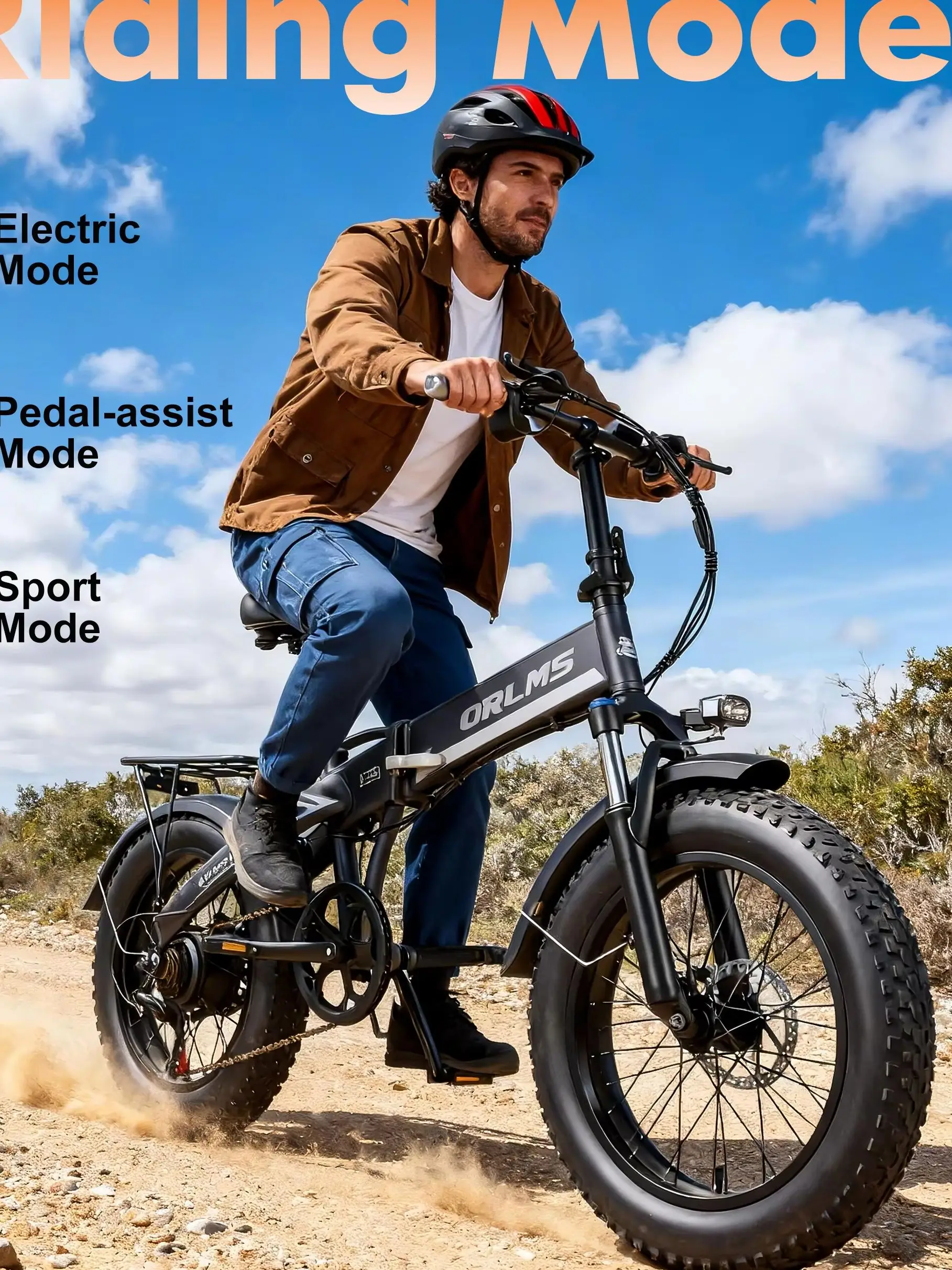 ORLMS S9F E-Bike mit leistungsstarkem Motor, 48V13AH herausnehmbarer Akku, Federgabel, 7-Gang-Faltelektrofahrrad, 20-Zoll-Reifen, Offroad-Elektrofahrrad
