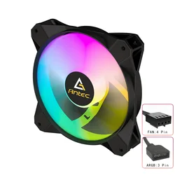 Antec 5v 3 Pin ARGB PWM 4Pin Fan 120mm PC Case Fan CPU Cooling Fans 12V RGB 12cm Gaming Computer Fan