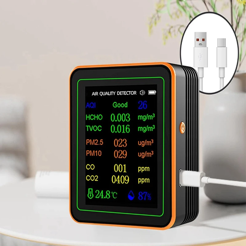 10 In 1 Air Quality Monitor AQI HCHO TVOC PM2.5 PM10 CO CO2 Temperature&Humidity Tester Carbon Dioxide Detector