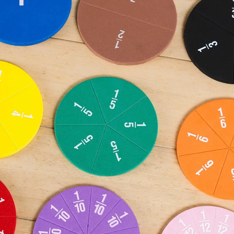 51Pcs EVA Fraction Circles, Montessori Math Manipulatives for Kids Round Fraction Teaching Tool, Early Math Development STEMGift