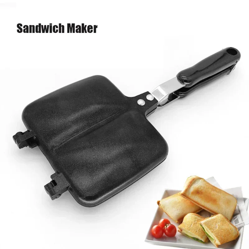 Gas Non-Stick Sandwich Maker Iron Bread Toast Breakfast Machine Waffle Pancake Baking Barbecue Oven Mold Grill Frying Pan Mould