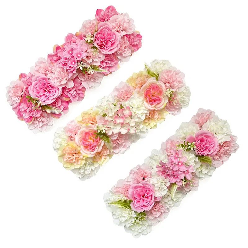 

20x50cm Luxury Silk Rose Artificial Flower Row Wedding Table Centerpiece Flowers Backdrop Wall Arches Decor Party Stage Floral