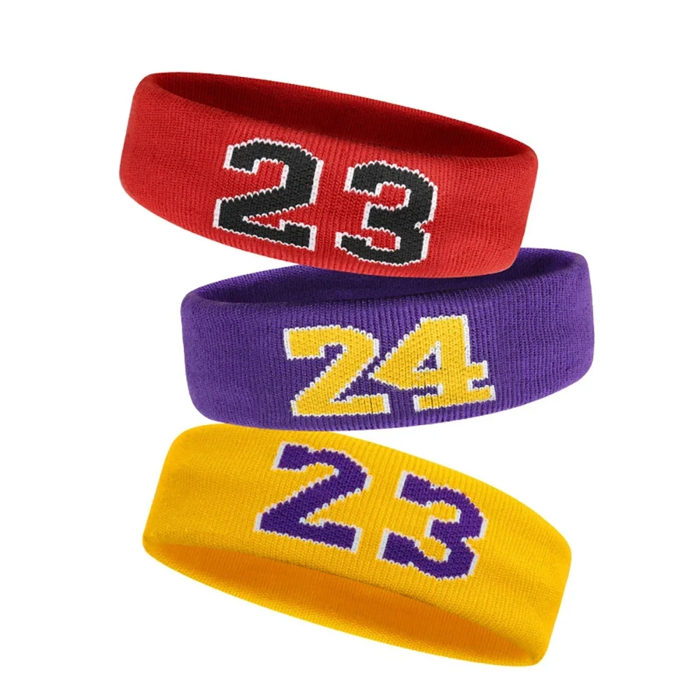 Sport-Stirnband aus Baumwolle, Nummer 24, elastisches Schweißband, Schutz, Basketball, Tennis, Sport, Erwachsene, Kinder, Fitnessstudio, Fitness, Schweiß-Haarband – Detail 5