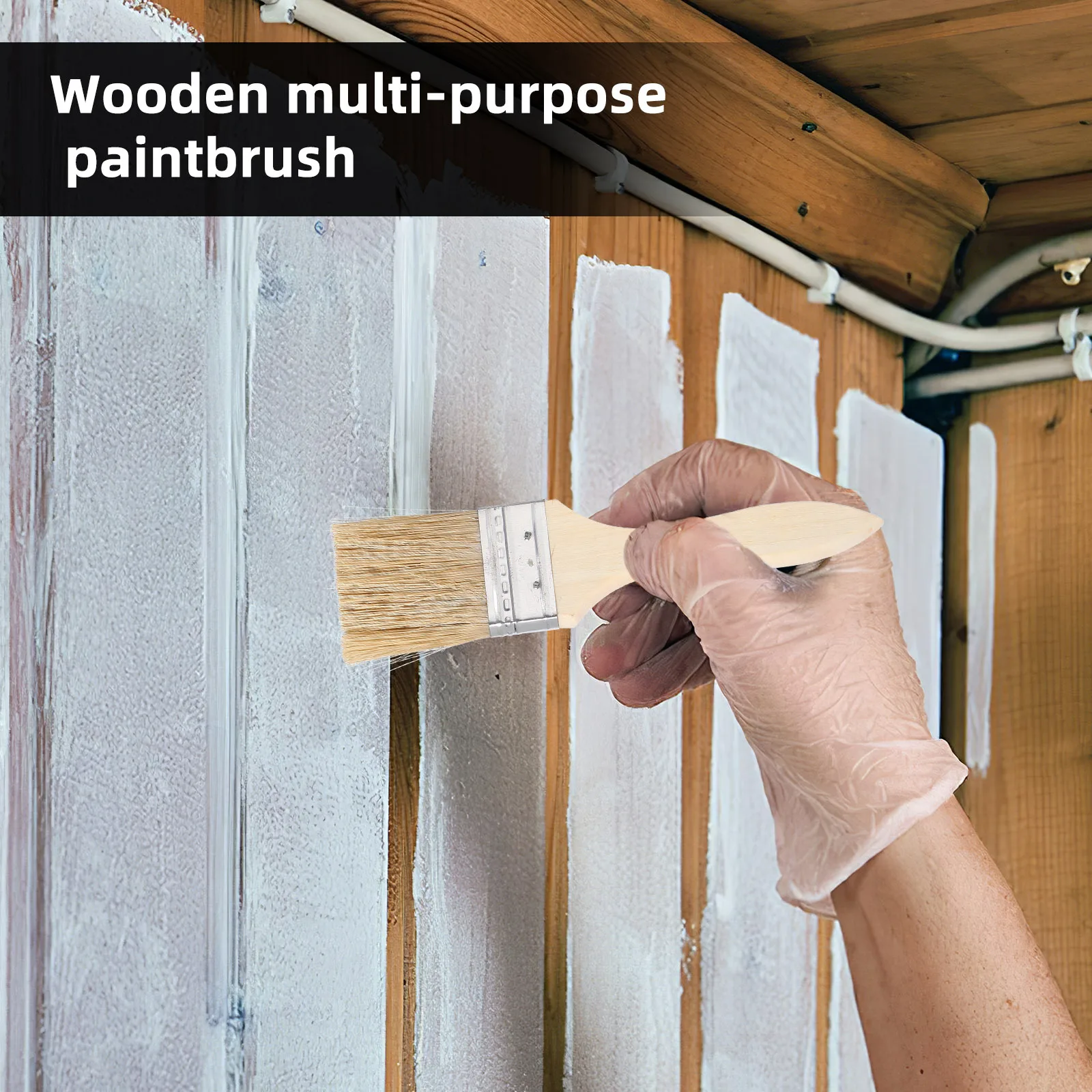 

Mixed Fiber Paint Brushes 10Pcs with Thickened Wood Handle for Wall Masonry Watercolor Oil Basting Tool