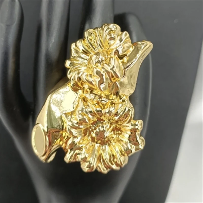 Brand Adjustable Stylish Zircon Statement Party Jewelry Girls High Quality Fashion Gold Color Geometric Rings For Elegant Women