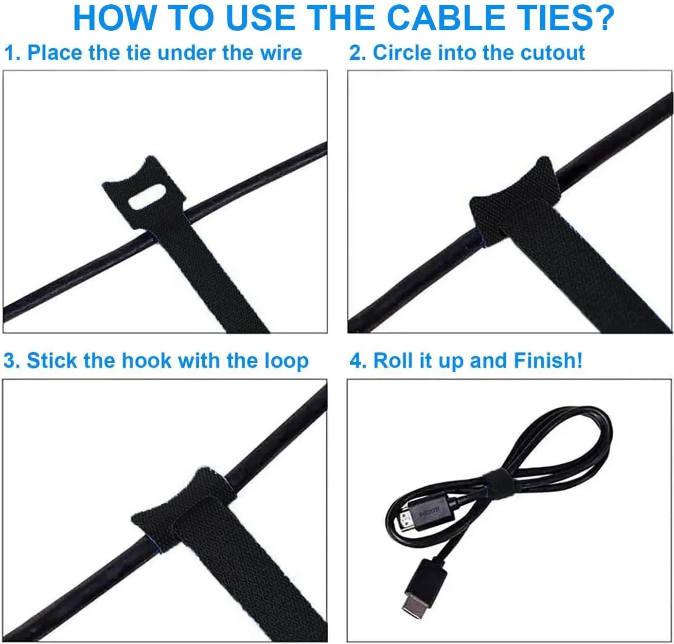 Releasable Cable Organizer Ties Mouse Earphones Wire Management Nylon Cable Ties Reusable Loop Hoop Tape Straps Tie