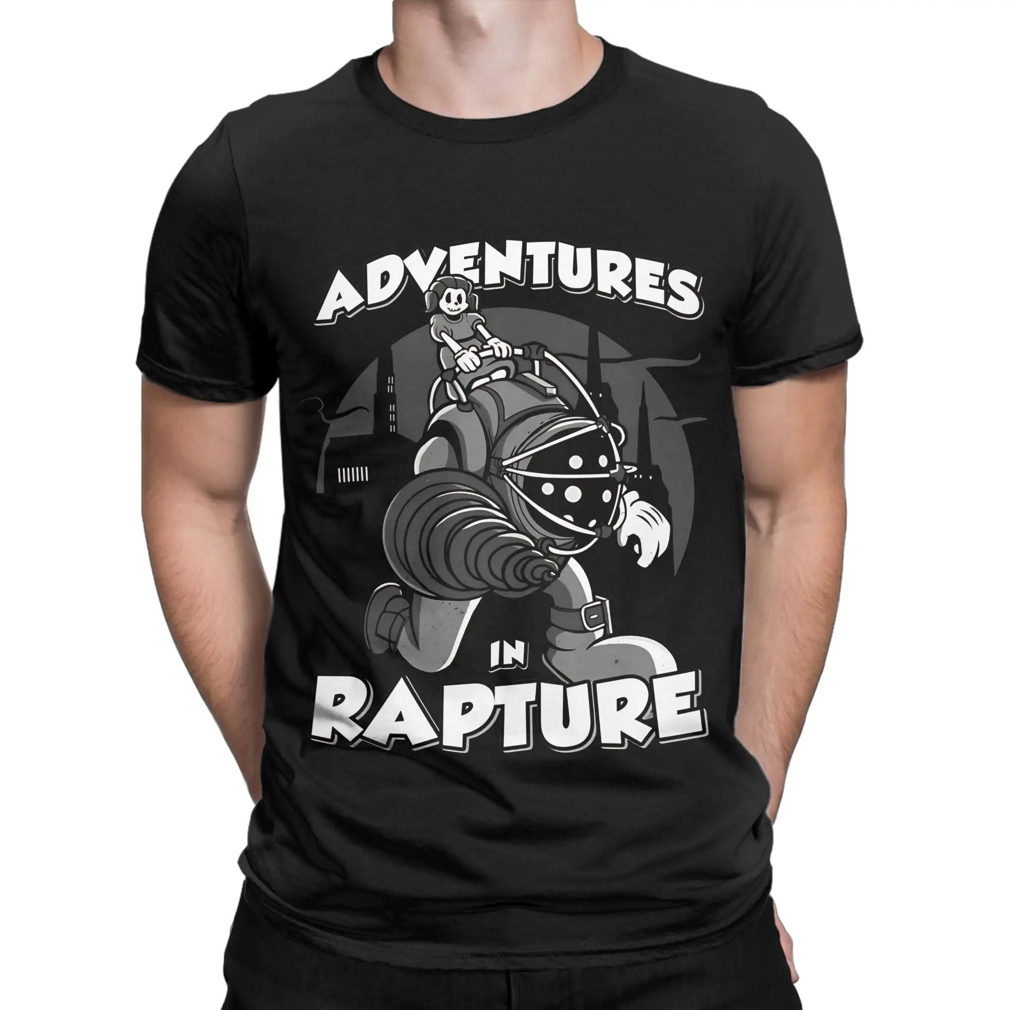 Adventures In Rapture Retro Parody Funny Graphic T-shirt 100% coton bBioShock Tees Tops pour hommes