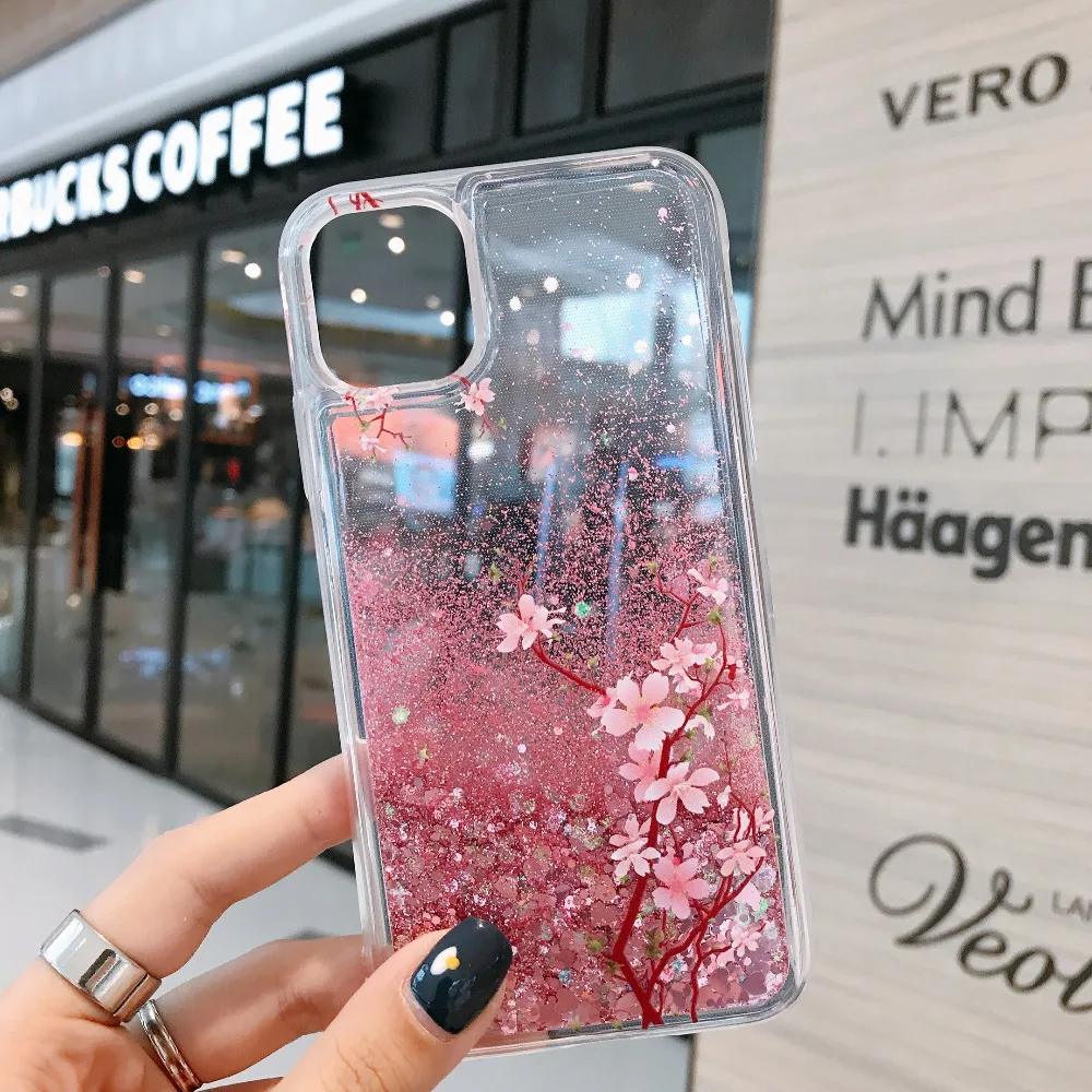 Rosa Flüssig-Quicksand-Hülle für Samsung Galaxy S24 S23 S22 S21 Plus S25 FE S26 Ultra A56 A55 Glitzer Blumen Bling Klare TPU-Abdeckung – Detail 10