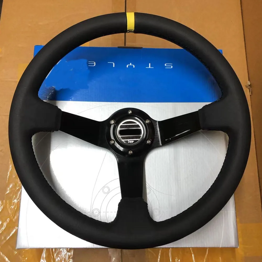 14Inch Universal Drift 350MM Racing Steering Wheel Car Real Leather JDM MOMO Steering Wheel Volantes For VW HONDA TOYOTA BMW